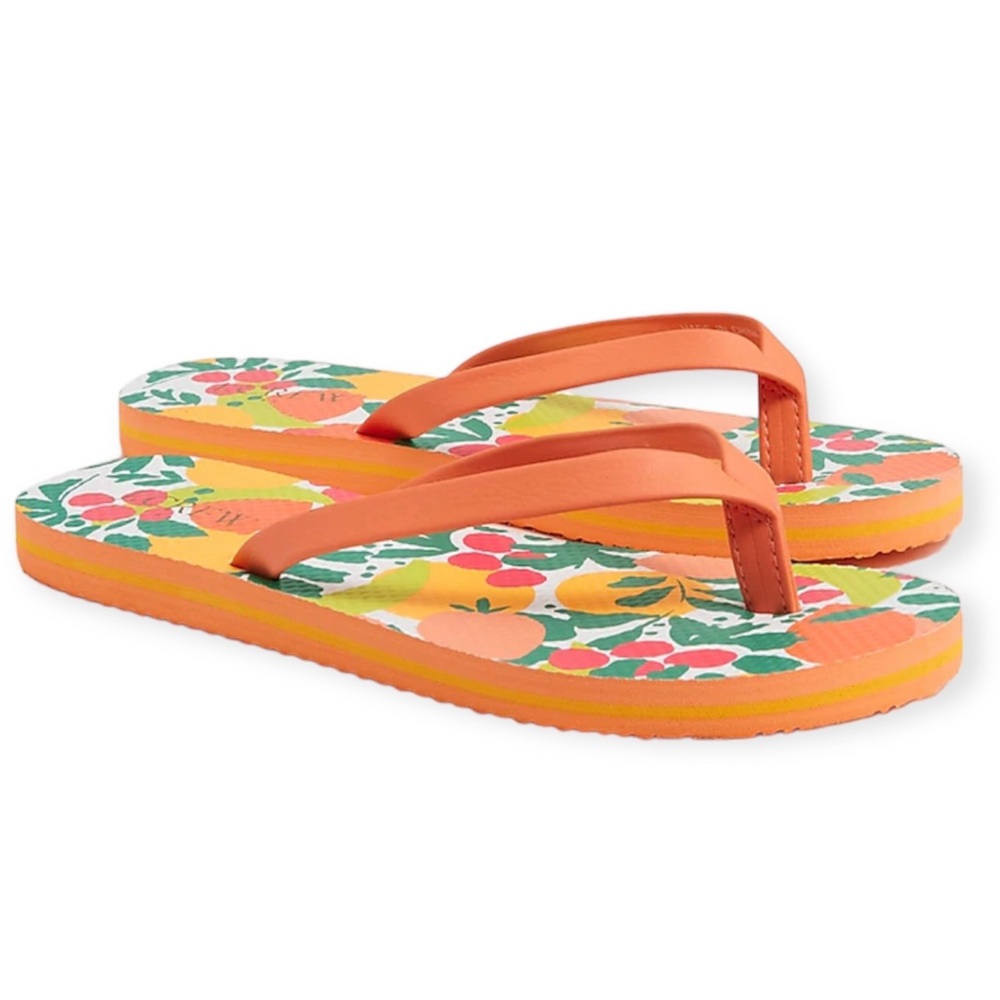 J. CREW Printed Flip Flops Guava Orange Fruit Graphic Thong Sandals - Picture 7 of 7